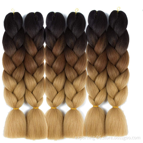 Jumbo Braiding Hair Extensions 24 Inch 100g Yaki Texture Straight Synthetic Fiber Solid And Ombre Mixed Color Braid Blonde Black